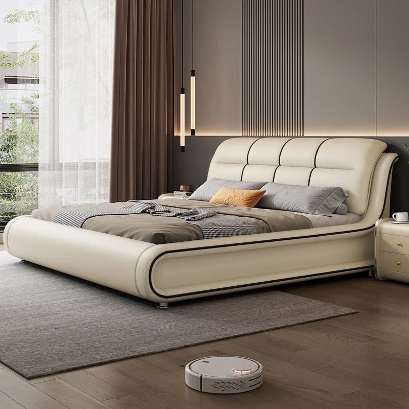 Modern Leather Bed with Storage