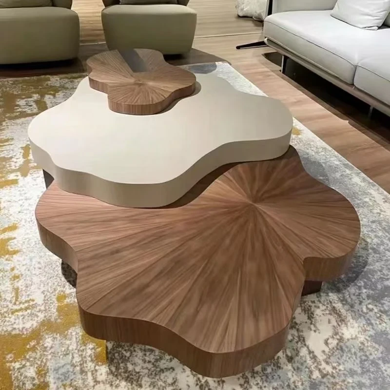 Elegant Trio: Modern Solid Wood Coffee Table Set