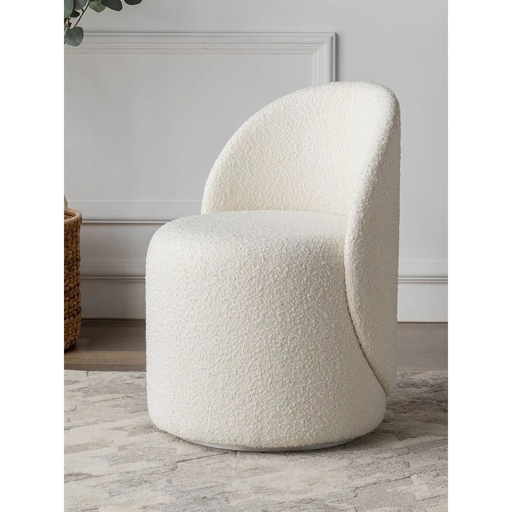 Modern Bouclé Fabric Accent Chair - Upholstered Swivel Barrel Chair for Living Room, Bedroom, or Office