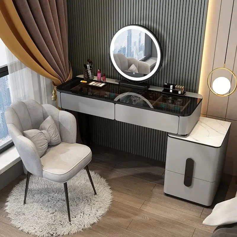 Modern Solid Dressing Table, Bedroom Makeup Table, with Smart Mirror