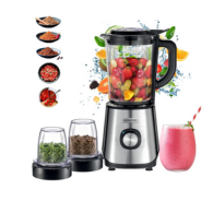 Kenwood 1000W Glass Blender, 2L Smoothie Maker Electric Blender with Grinder, Chopper and Ice Crushing Function Blm45.720Ss Black/Silver (International Warranty)