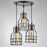 3R1025 Black Three Glass Cup Pendant Chandelier by i-Outstanding, Polyester