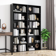 Fairford Wooden Bookcase with 6 Storage Spaces, Wooden Storage Shelf for Living Room and Study, 1.8m x 60cm x 23.5cm (Black)